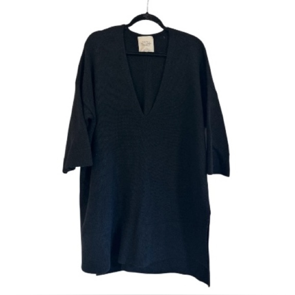 Part Two | Black Wool V-Neck Tunic Sweater | Size Large